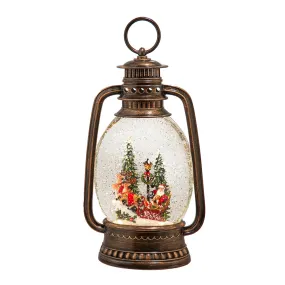 13" Battery Operated Lighted Santa On Sleigh Water Lantern