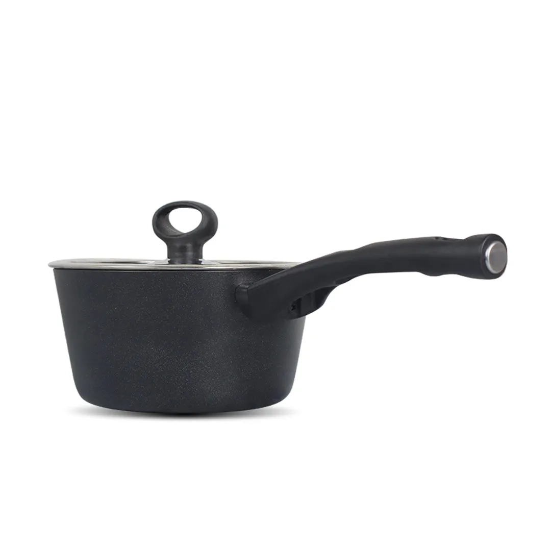 16 Pieces Non Stick Marble Coated Gift Signature Cookware Set - B&W