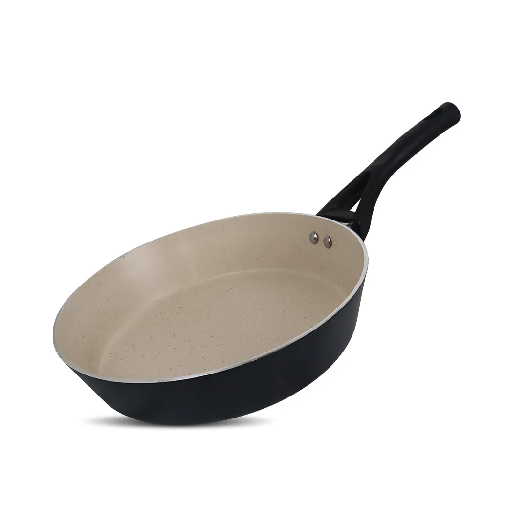 16 Pieces Non Stick Marble Coated Gift Signature Cookware Set - B&W