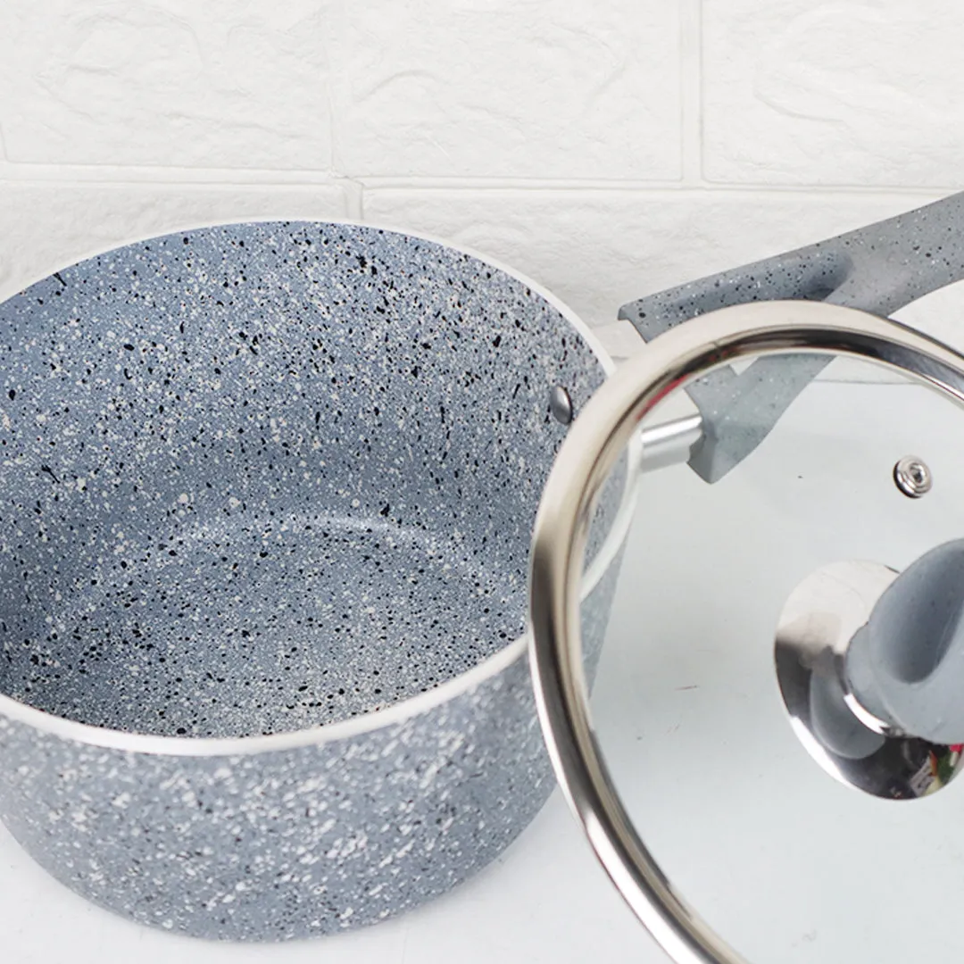 18cm Non Stick Marble Coated Signature Sauce Pan - Grey