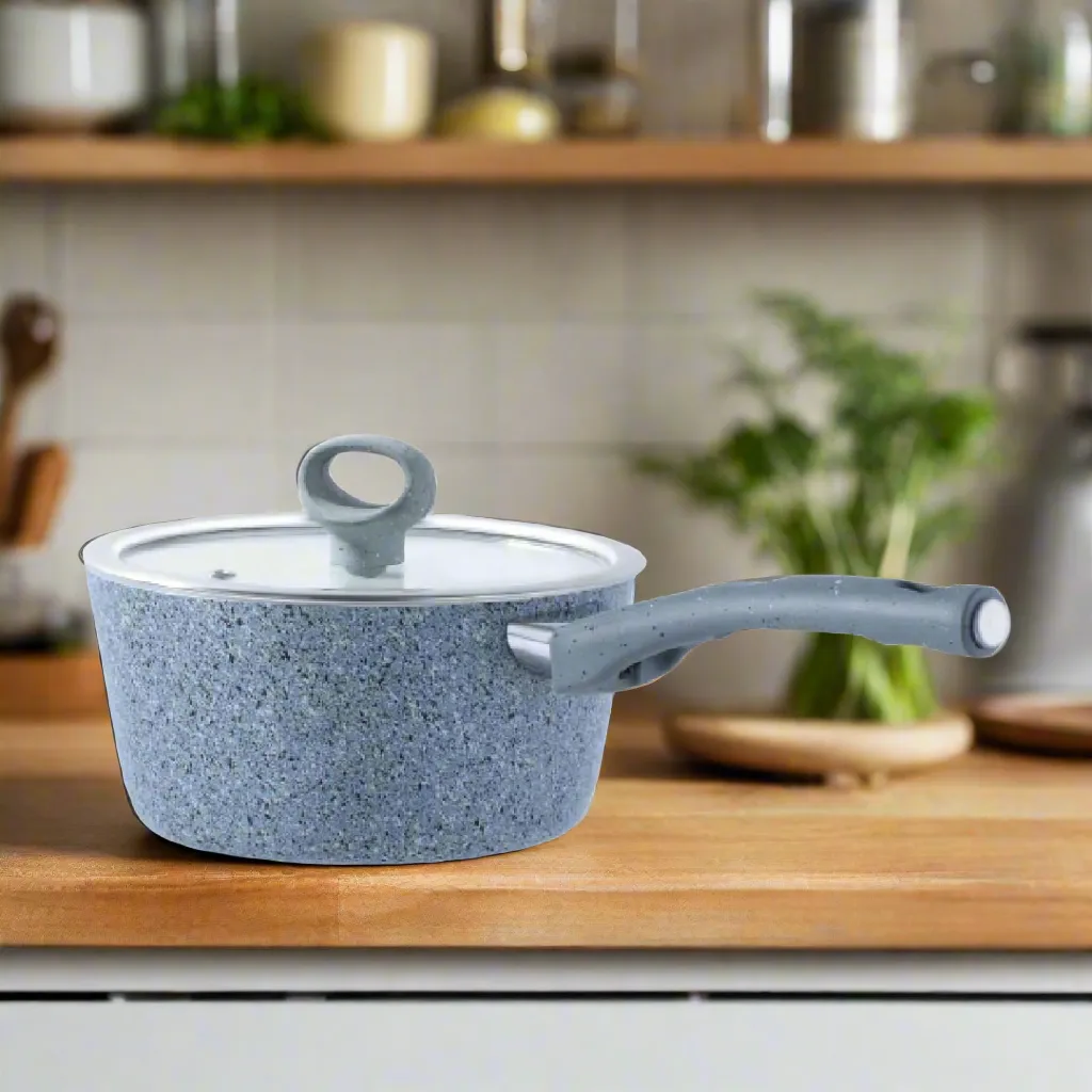 18cm Non Stick Marble Coated Signature Sauce Pan - Grey