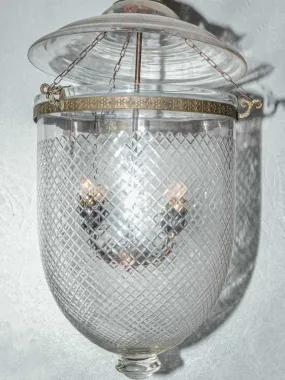 1950s bell jar lantern w/ etched glass - 4-light 26¾"