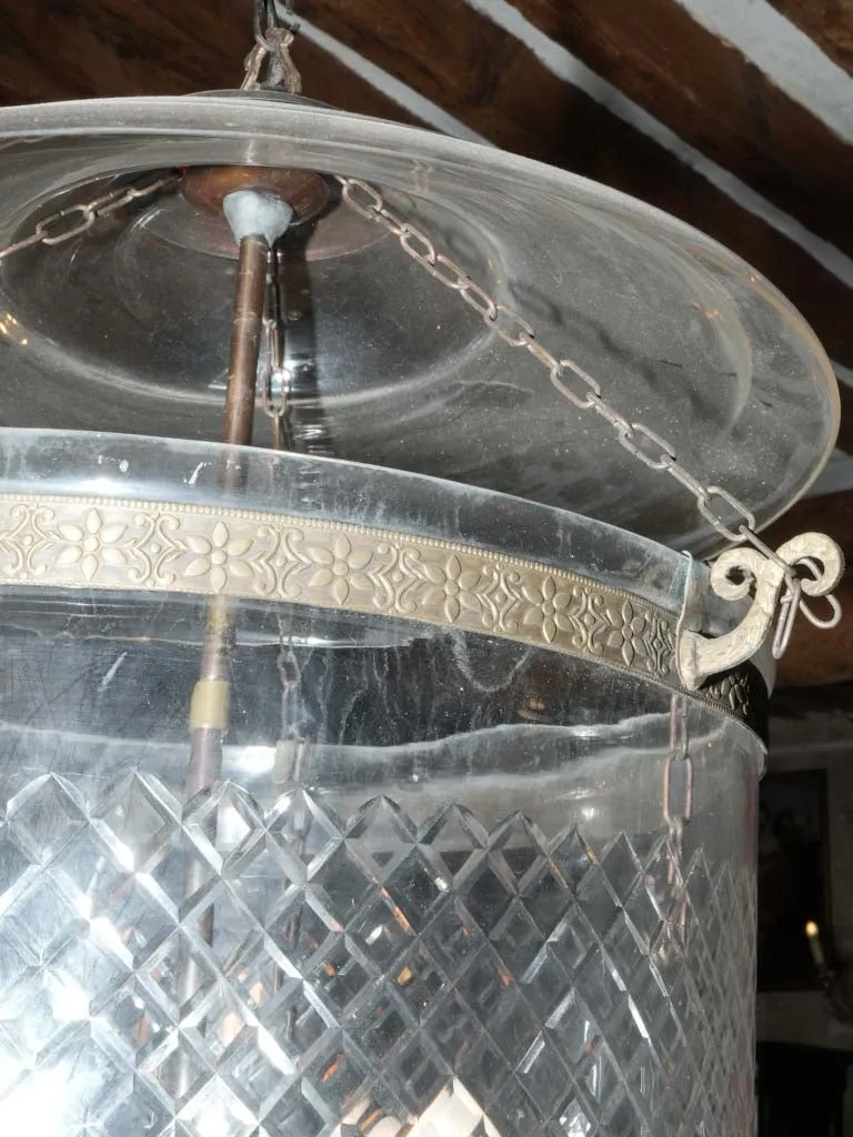 1950s bell jar lantern w/ etched glass - 4-light 26¾"