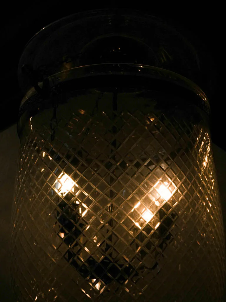 1950s bell jar lantern w/ etched glass - 4-light 26¾"