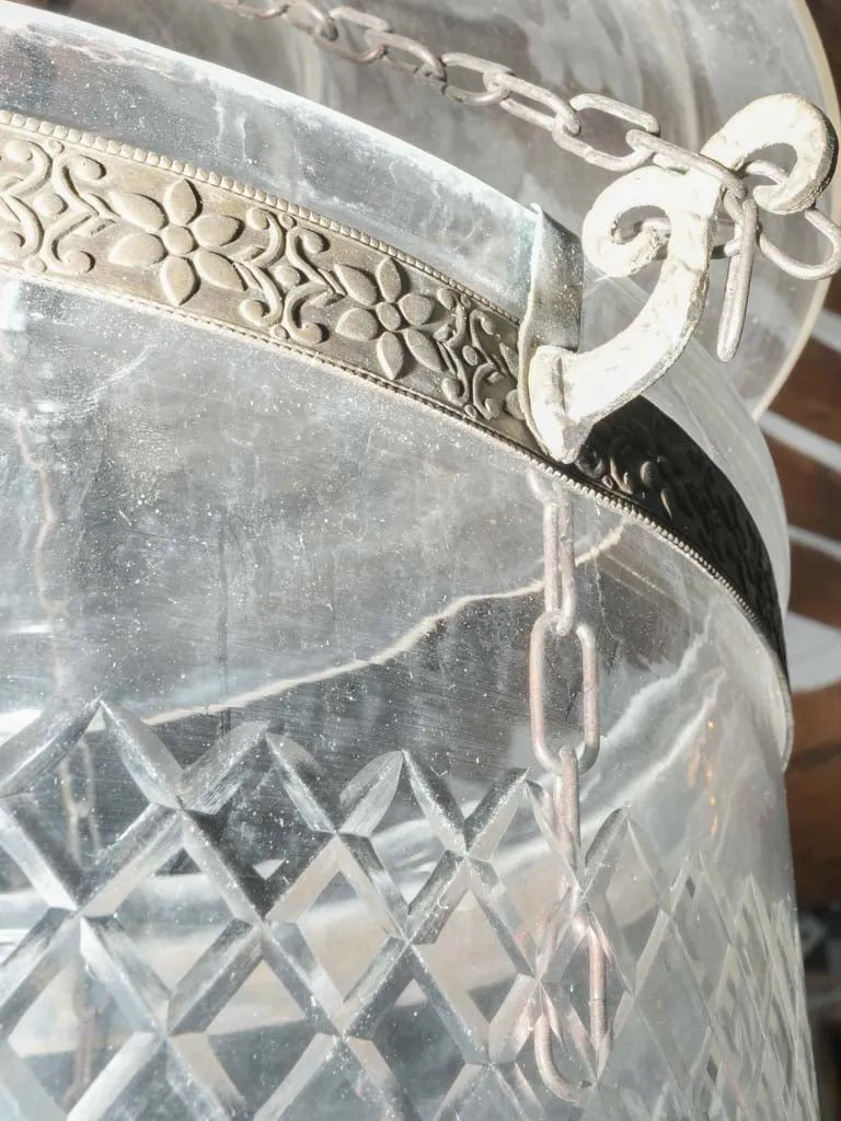 1950s bell jar lantern w/ etched glass - 4-light 26¾"