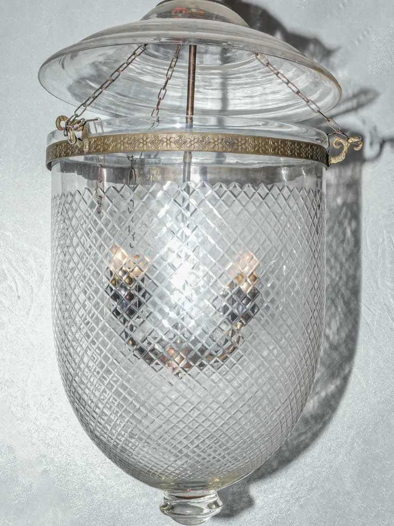 1950s bell jar lantern w/ etched glass - 4-light 26¾"