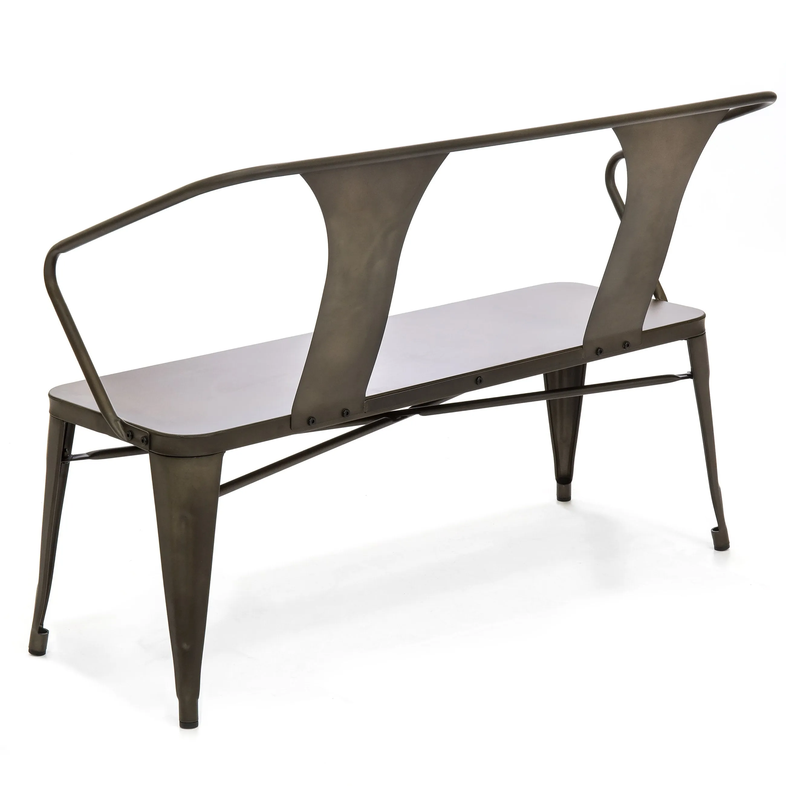 2-Person Industrial Vintage Metal Bench