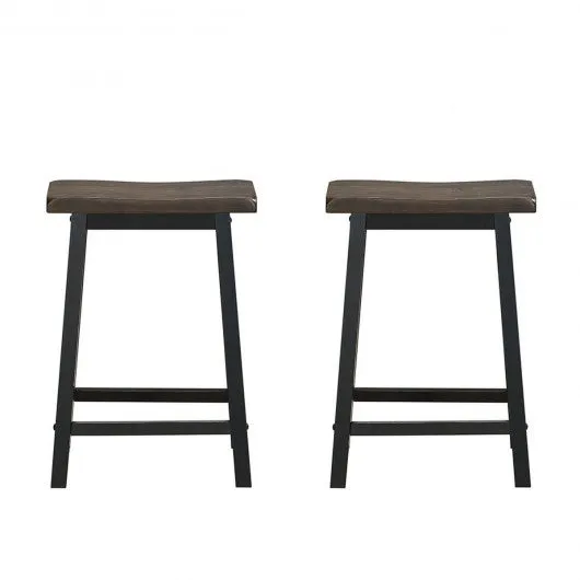 24" Height Set of 2 Home Kitchen Dining Room Bar Stools-Brown
