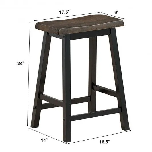24" Height Set of 2 Home Kitchen Dining Room Bar Stools-Brown