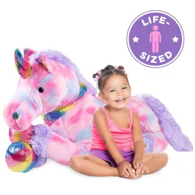 52in Kids Extra Large Plush Rainbow Unicorn Stuffed Animal w/ Soft Fur