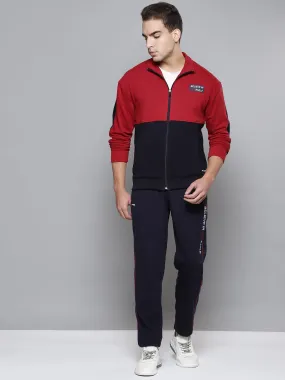 Alcis Men Red Navy Blue Colourblocked Tracksuit