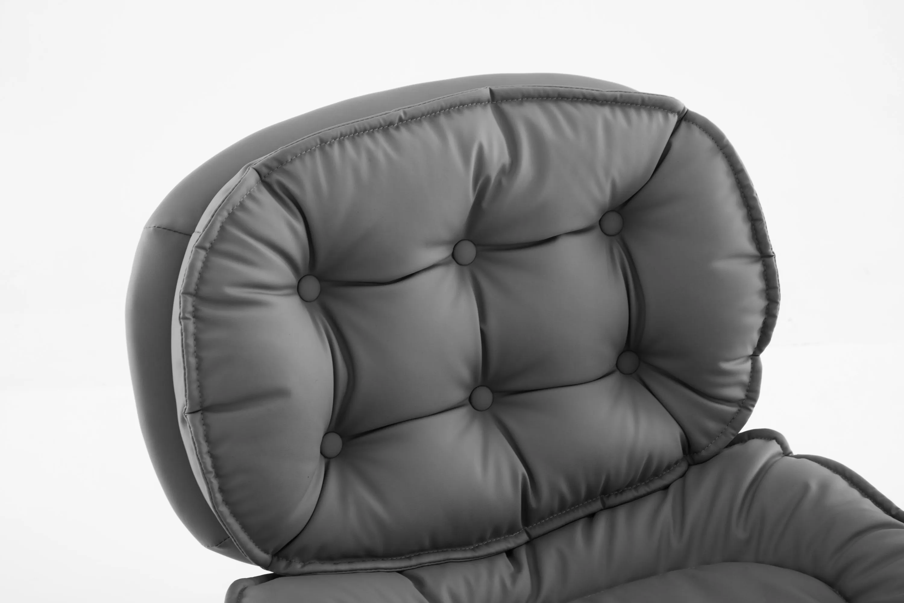 Armless-Office Desk Chair with Wheels: PU Leather Cross Legged Wide Chair,Comfortable Adjustable Swivel Computer Task Chairs for Home,Office,Make Up,Small Space,Bed Room