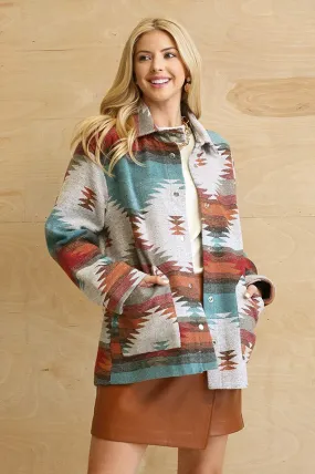 Aztec pattern outer jacket with pockets