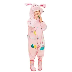 Baby Pink Rabbit Theme All Over Jumpsuit / Playsuit Raincoat for Kids