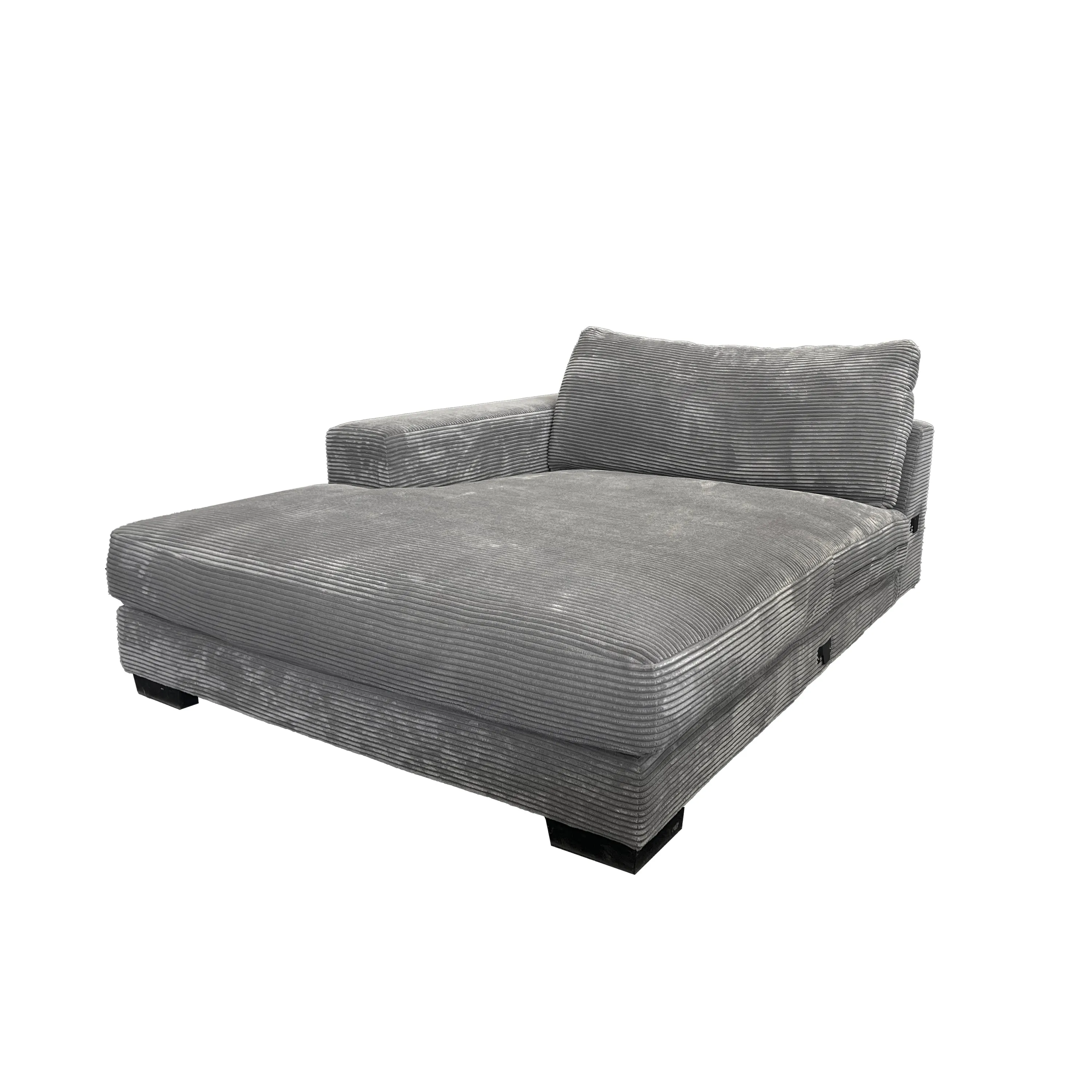 Bella Grey Corduroy Left-Facing 3-piece Sectional
