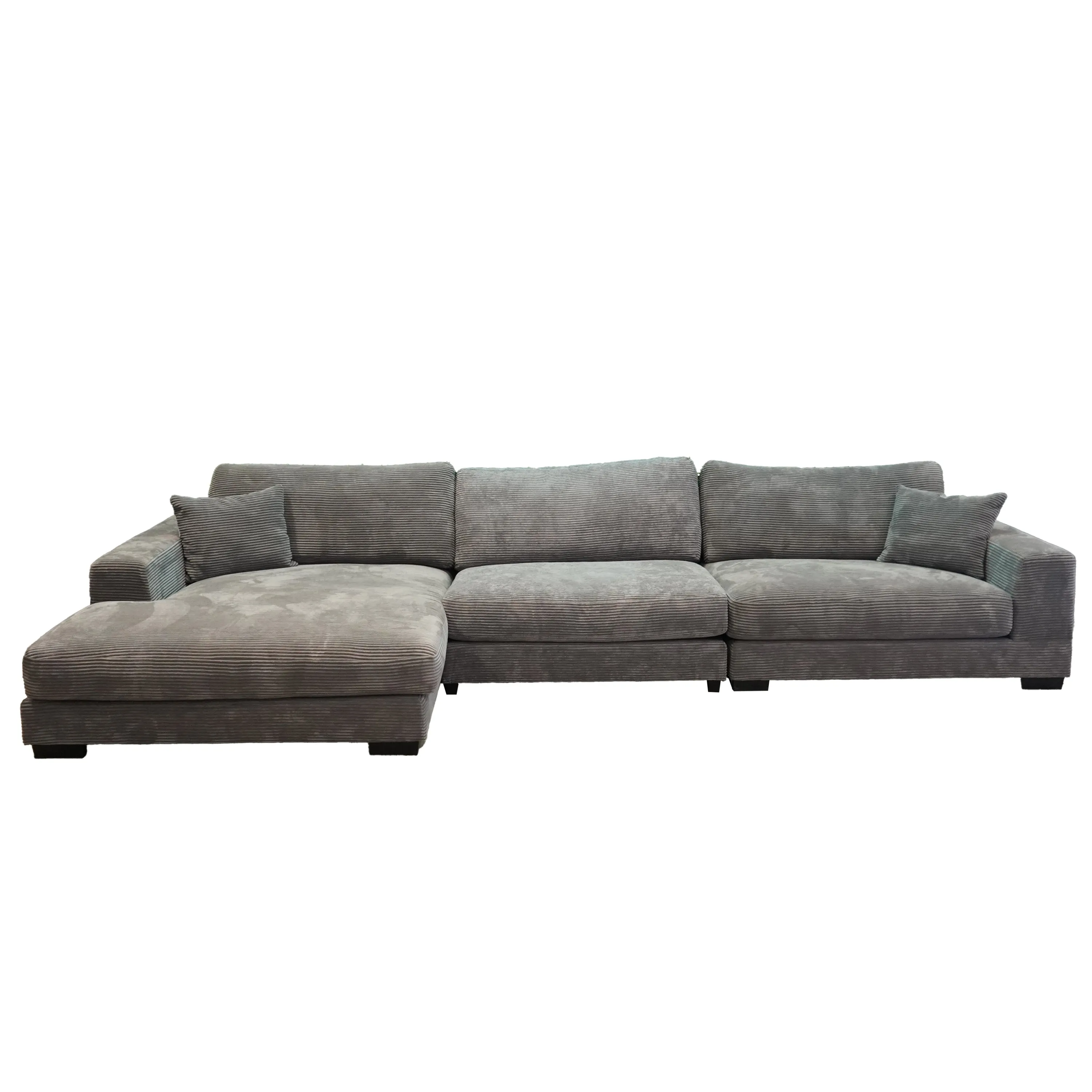 Bella Grey Corduroy Left-Facing 3-piece Sectional