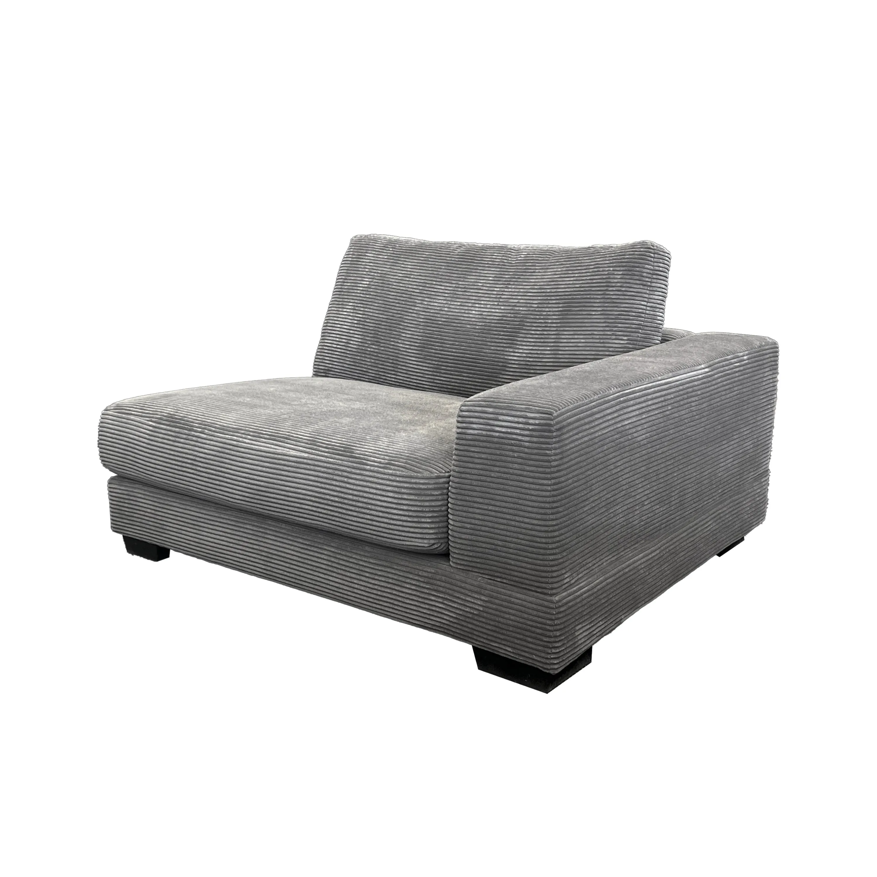 Bella Grey Corduroy Left-Facing 3-piece Sectional