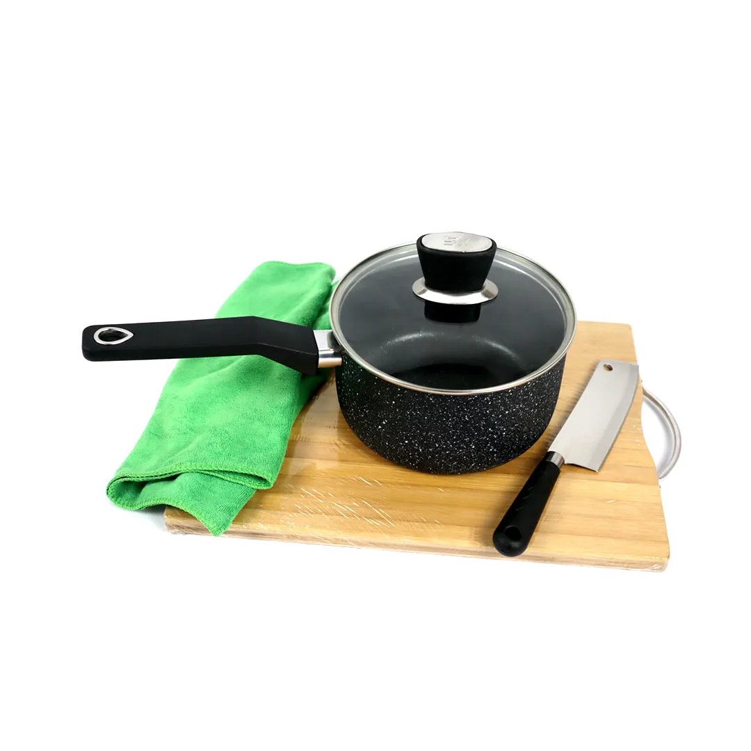 Black Marble Coated Sauce Pan