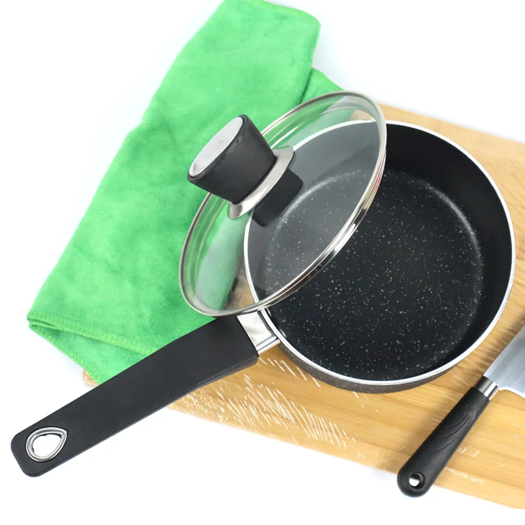 Black Marble Coated Sauce Pan