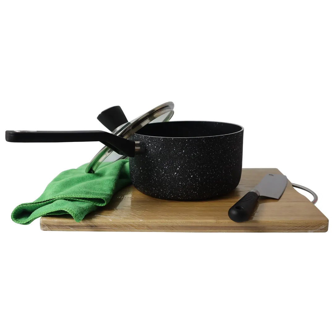 Black Marble Coated Sauce Pan