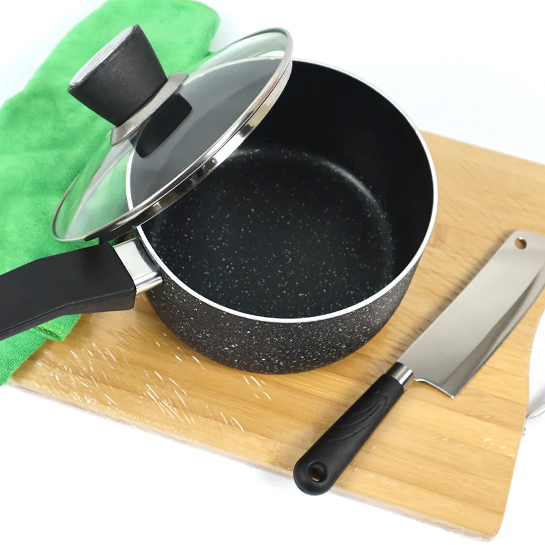 Black Marble Coated Sauce Pan