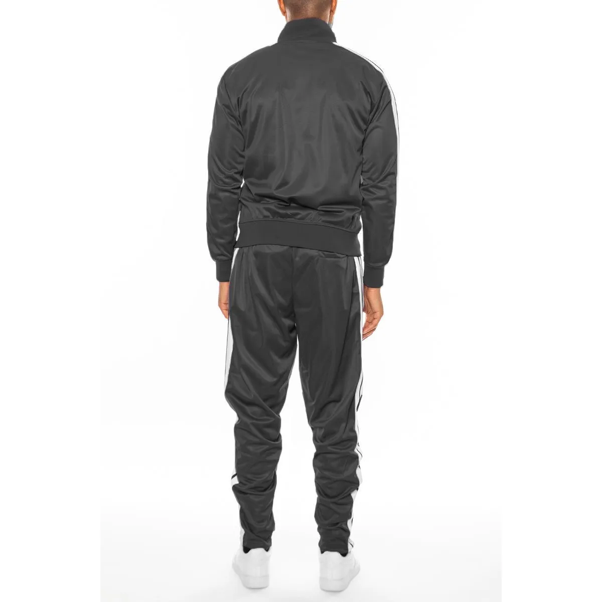 Black Striped Tape Front Pleat Track Suit
