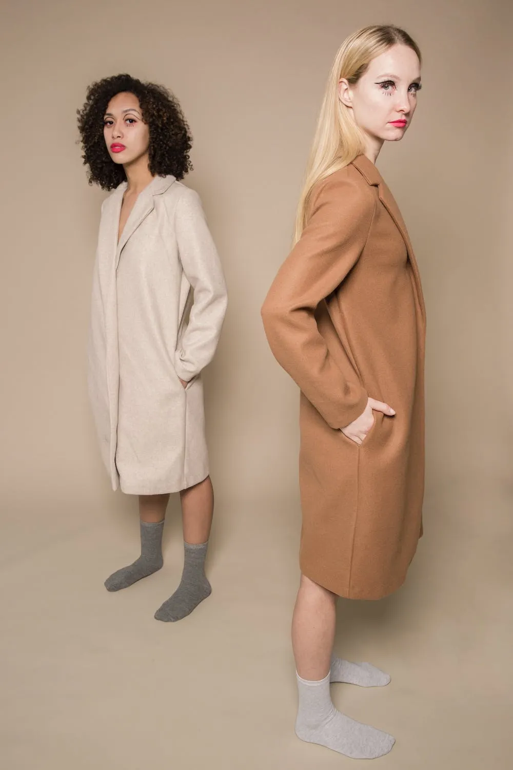 Blend Camel Notch Lapel Mid-Long Coat