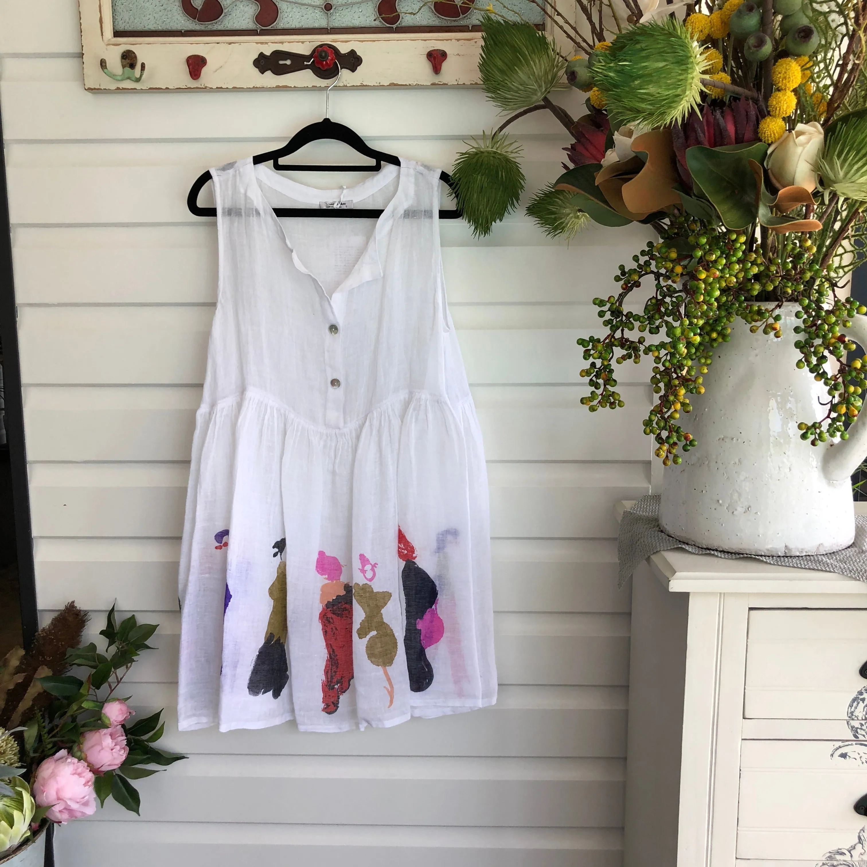 Bright Ladies Gauze Linen Tunic/Dress
