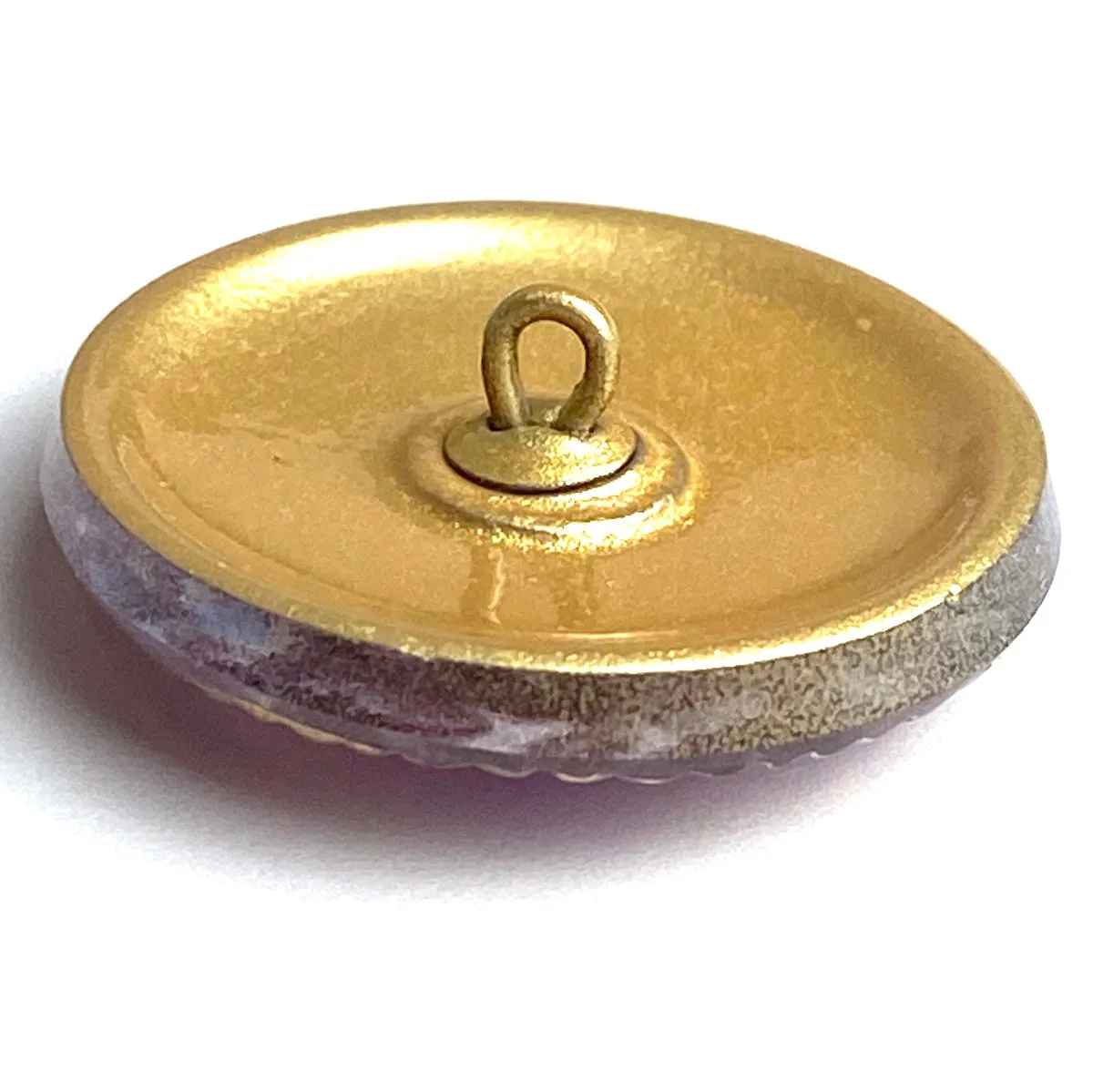 Bright Purple Czech Glass Button, 1-1/16", Handpainted by Susan Clarke #SC1519H