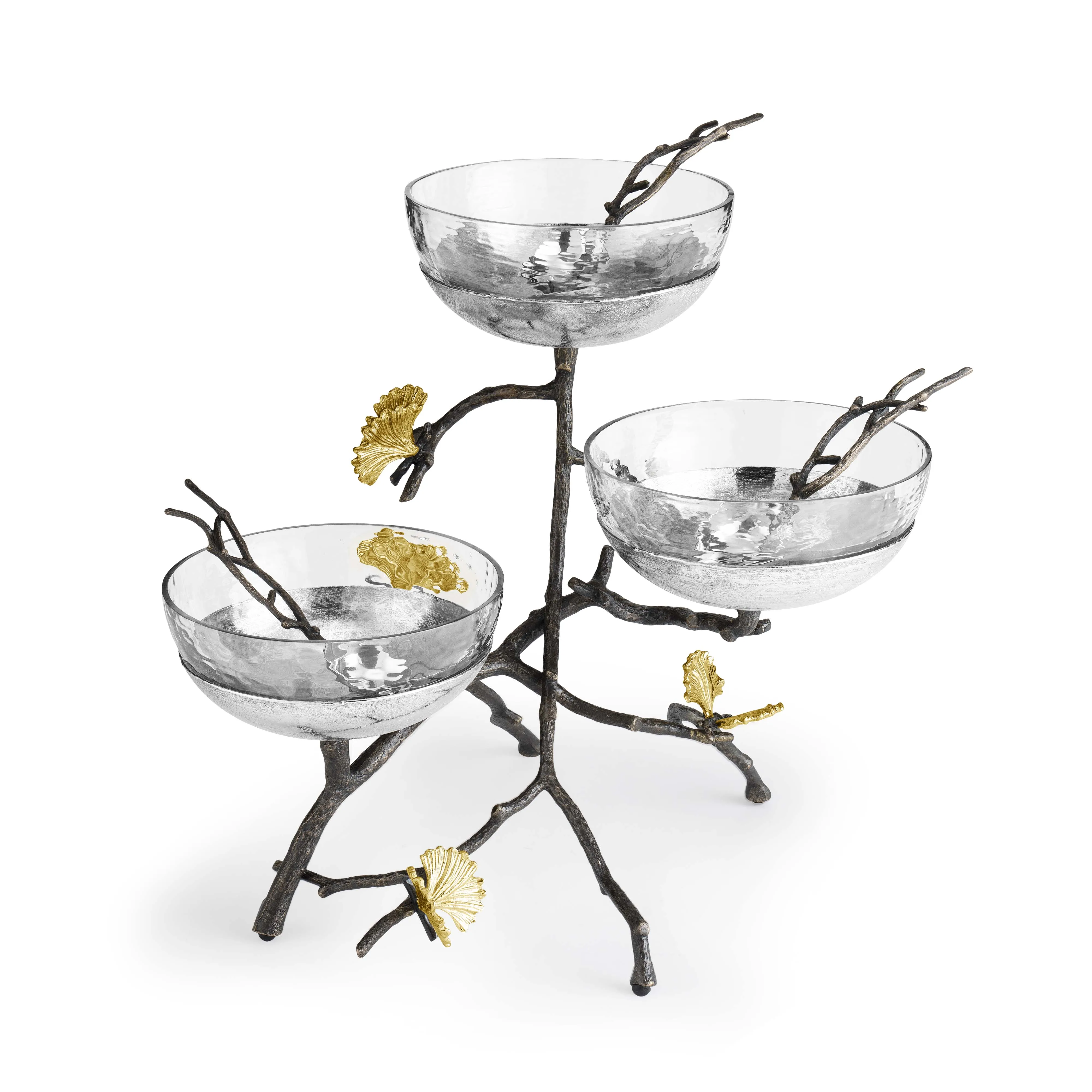 Butterfly Ginkgo Triple Bowl Set with Spoons