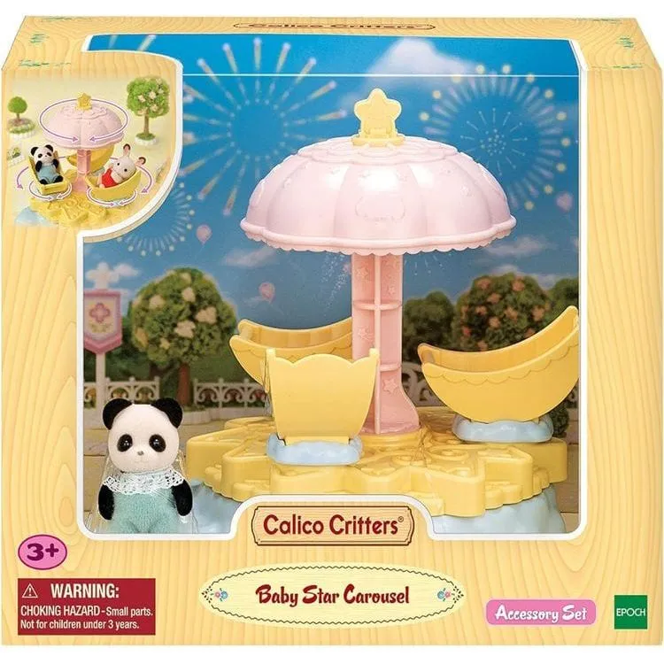 Calico Critters Baby Star Carousel Playset with Panda Figure Included