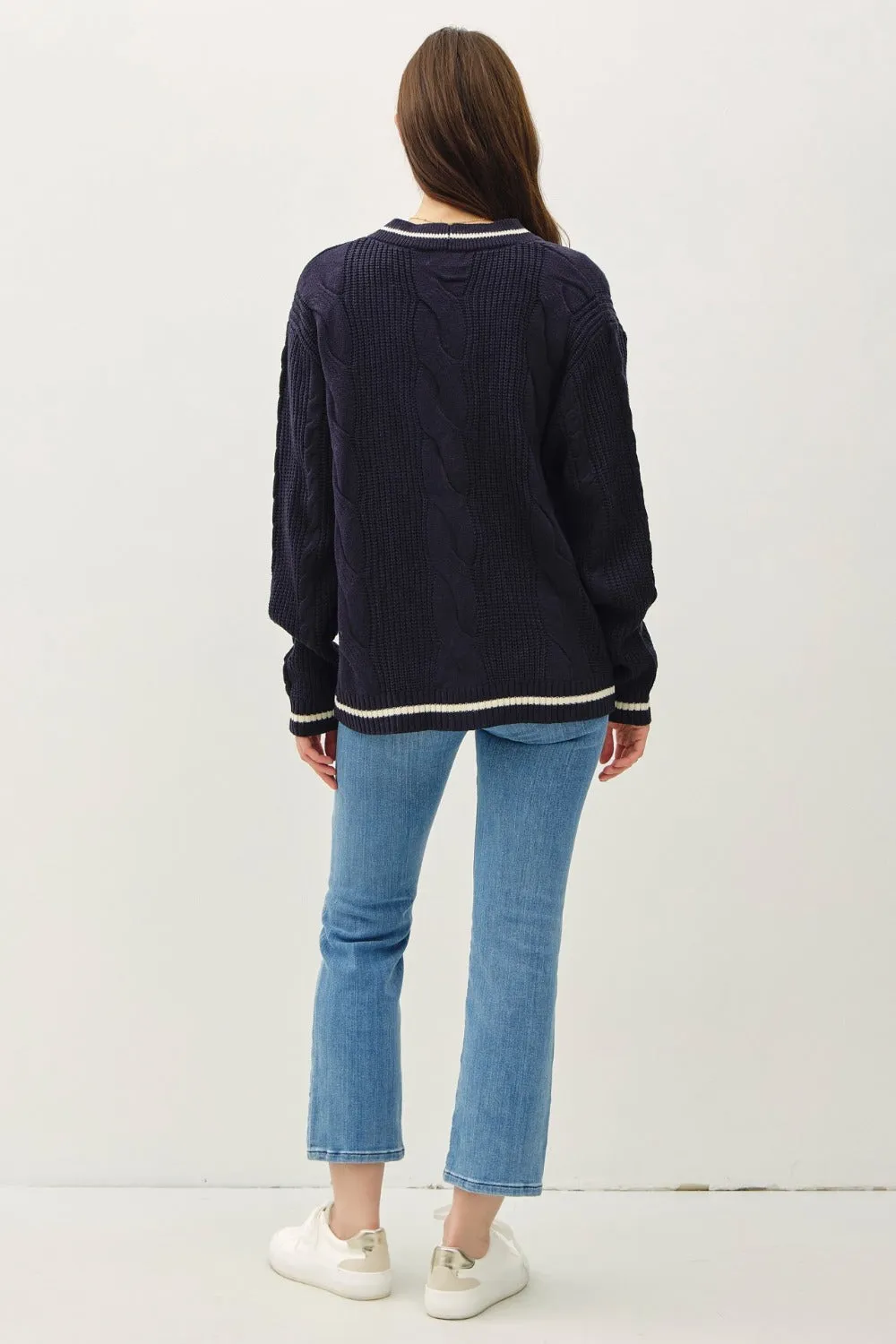 Camden Cable-Knit V-Neck Cardigan