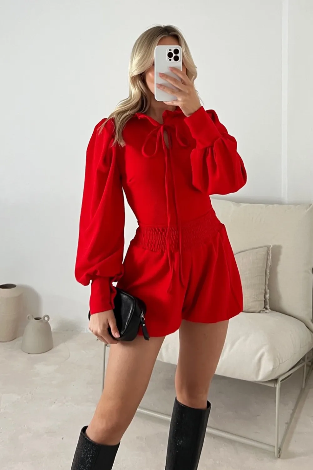 Candice red shorts and blouse co-ord