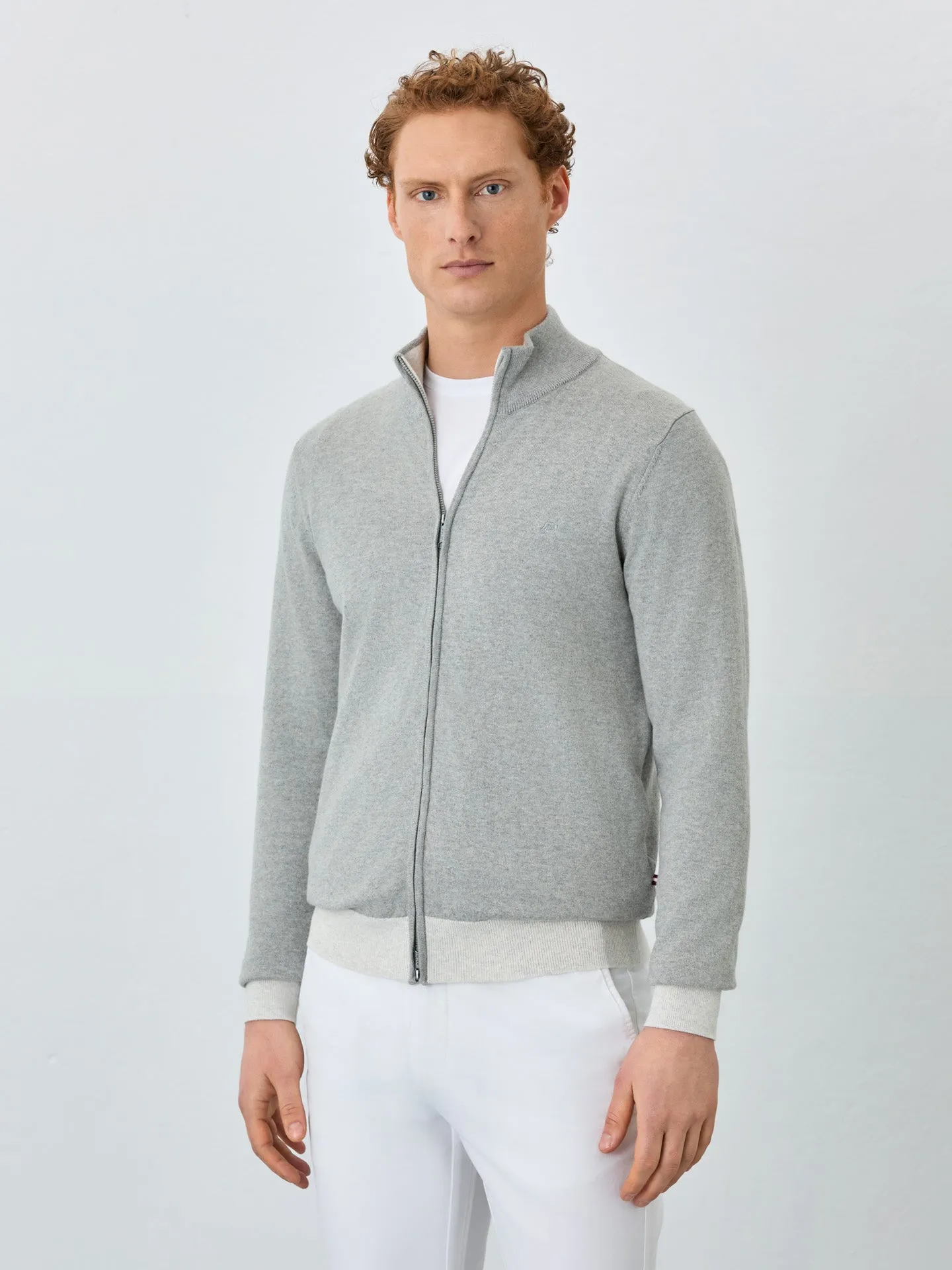 Cardigan With Logo Embroidery In Wool And Cashemere Blend