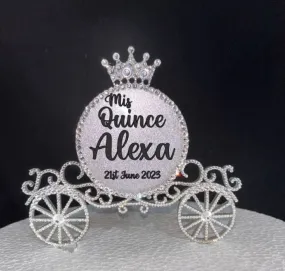 Carriage Cake topper - Swarovski crystal elements - Quincinera FAIRYTALE Princess carriage design, Cake decoration by Crystal wedding uk