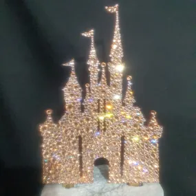Castle Cake topper -rose-gold Swarovski crystal elements  - FAIRYTALE CASTLE design, Cake decoration by Crystal wedding uk