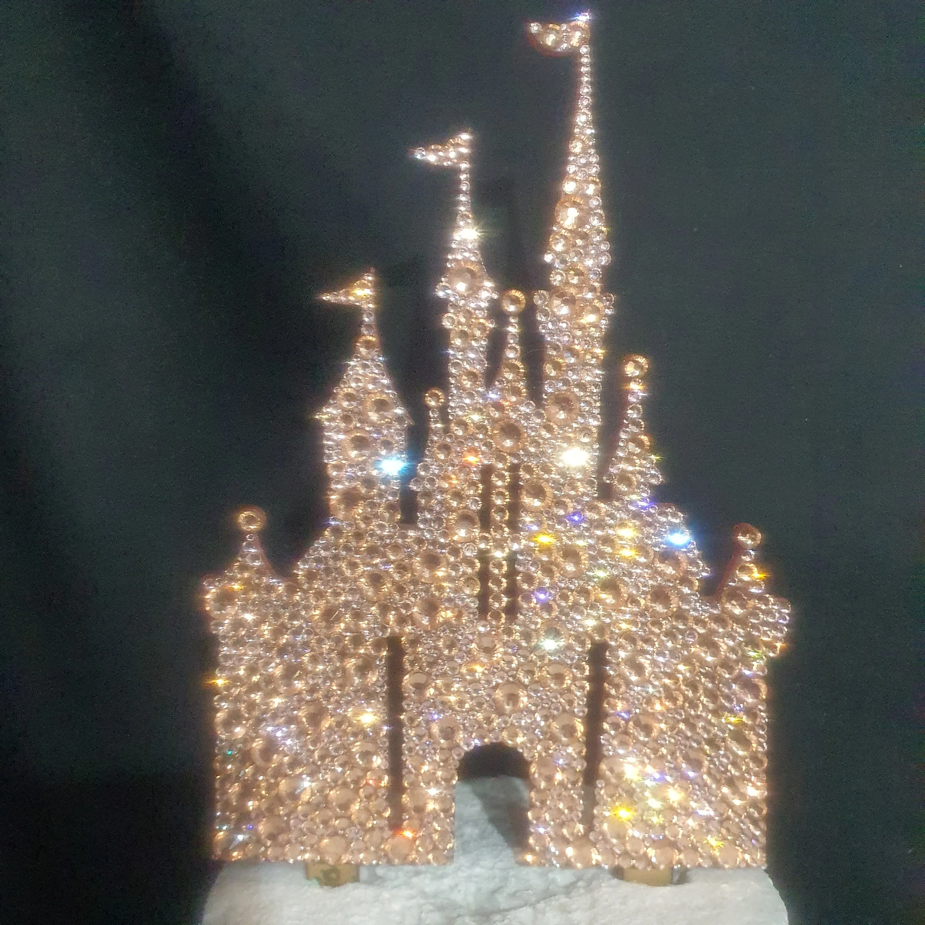 Castle Cake topper -rose-gold Swarovski crystal elements  - FAIRYTALE CASTLE design, Cake decoration by Crystal wedding uk