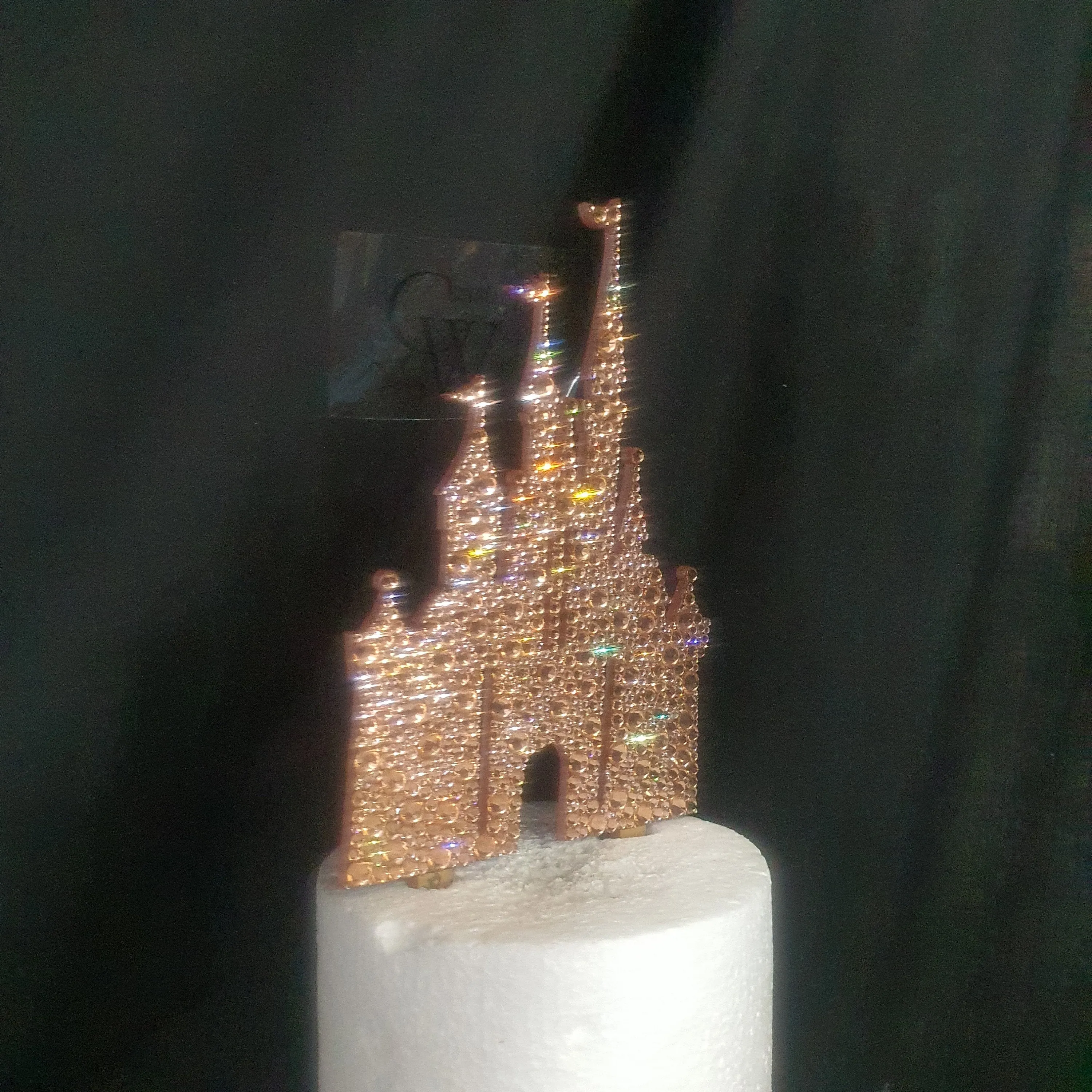 Castle Cake topper -rose-gold Swarovski crystal elements  - FAIRYTALE CASTLE design, Cake decoration by Crystal wedding uk