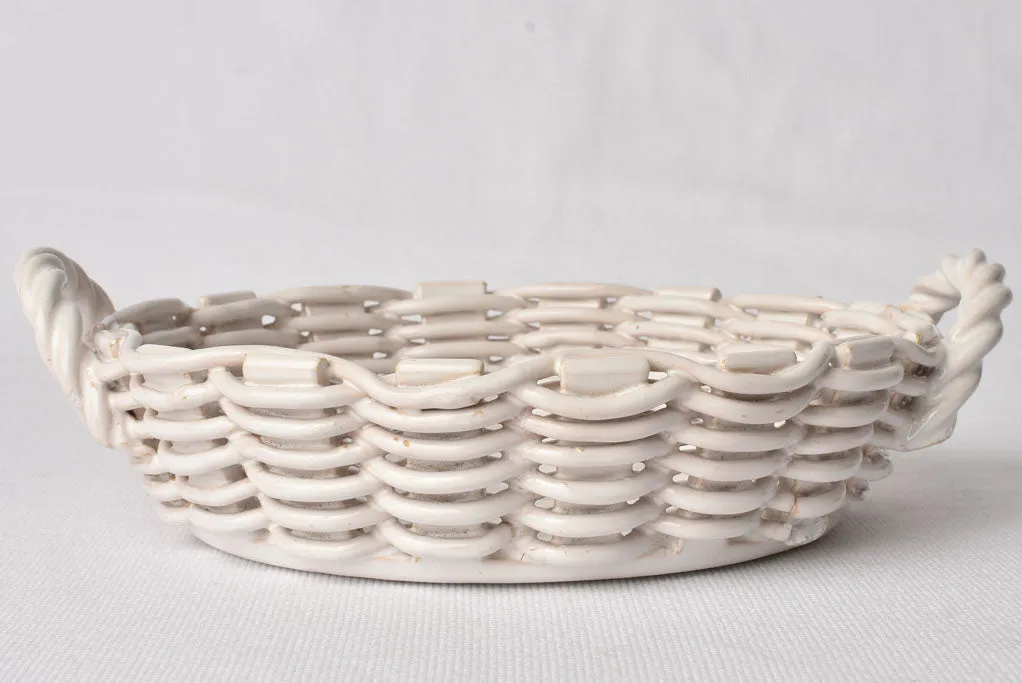 Ceramic Émile Tessier openwork fruit basket - white 9½"