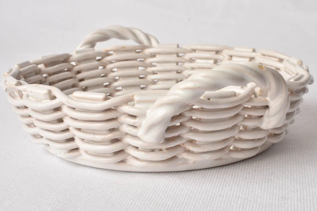 Ceramic Émile Tessier openwork fruit basket - white 9½"