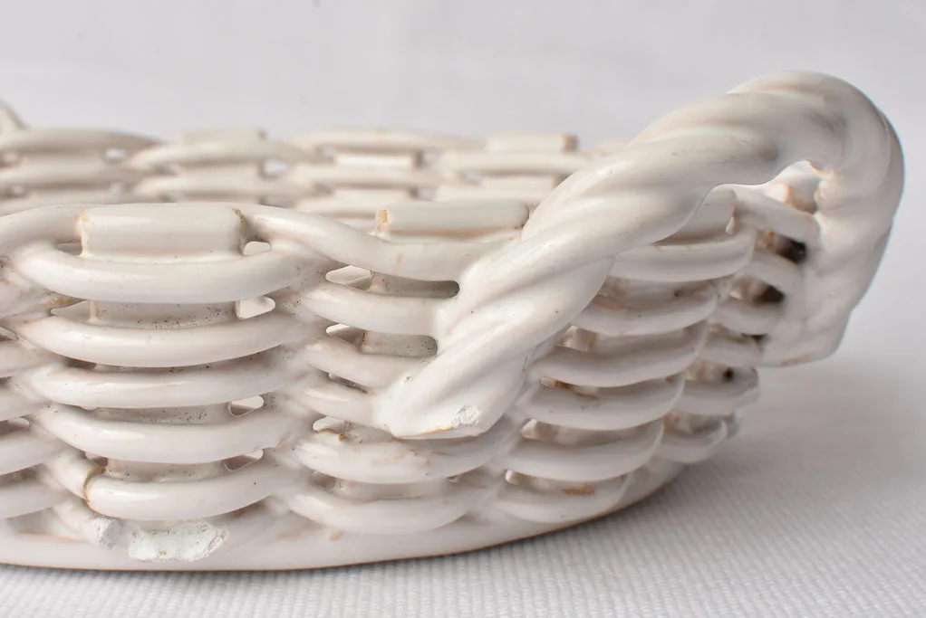 Ceramic Émile Tessier openwork fruit basket - white 9½"