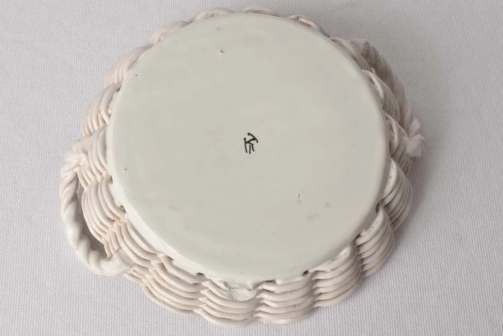 Ceramic Émile Tessier openwork fruit basket - white 9½"