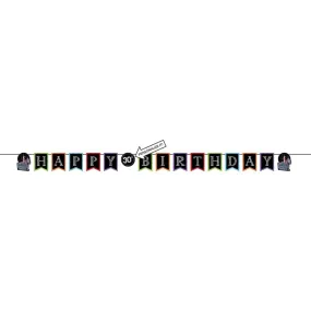 Chalk Birthday Pennant Banner with/Twine