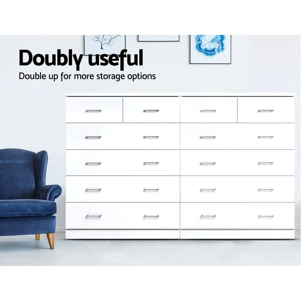 Chest Of drawer 6 Drawers Tallboy Storage Bedroom Furniture White