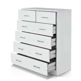 Chest Of drawer 6 Drawers Tallboy Storage Bedroom Furniture White