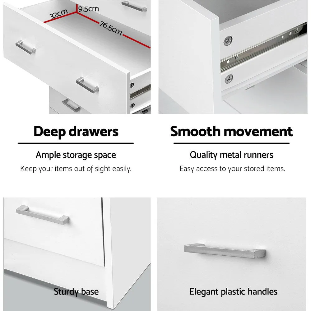 Chest Of drawer 6 Drawers Tallboy Storage Bedroom Furniture White