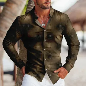 Colorful Printed Long Sleeve Lapel Shirt For Men