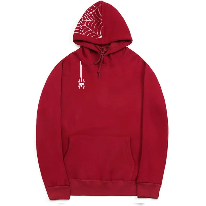 CORIRESHA Unisex Halloween Spider Web Hoodie Casual Drawstring Y2K Aesthetic Sweatshirt Kangaroo Pocket