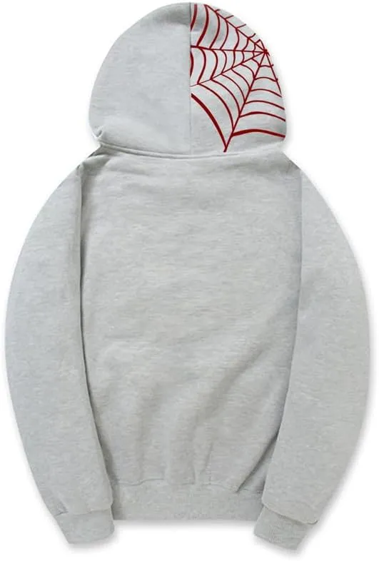 CORIRESHA Unisex Halloween Spider Web Hoodie Casual Drawstring Y2K Aesthetic Sweatshirt Kangaroo Pocket