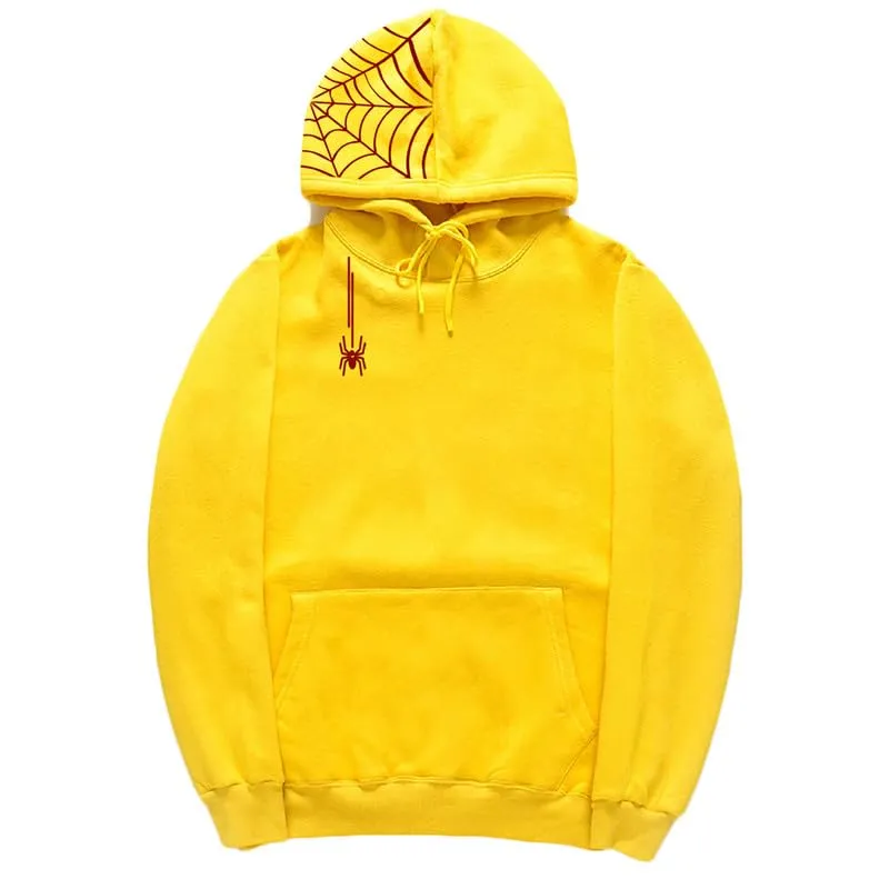 CORIRESHA Unisex Halloween Spider Web Hoodie Casual Drawstring Y2K Aesthetic Sweatshirt Kangaroo Pocket